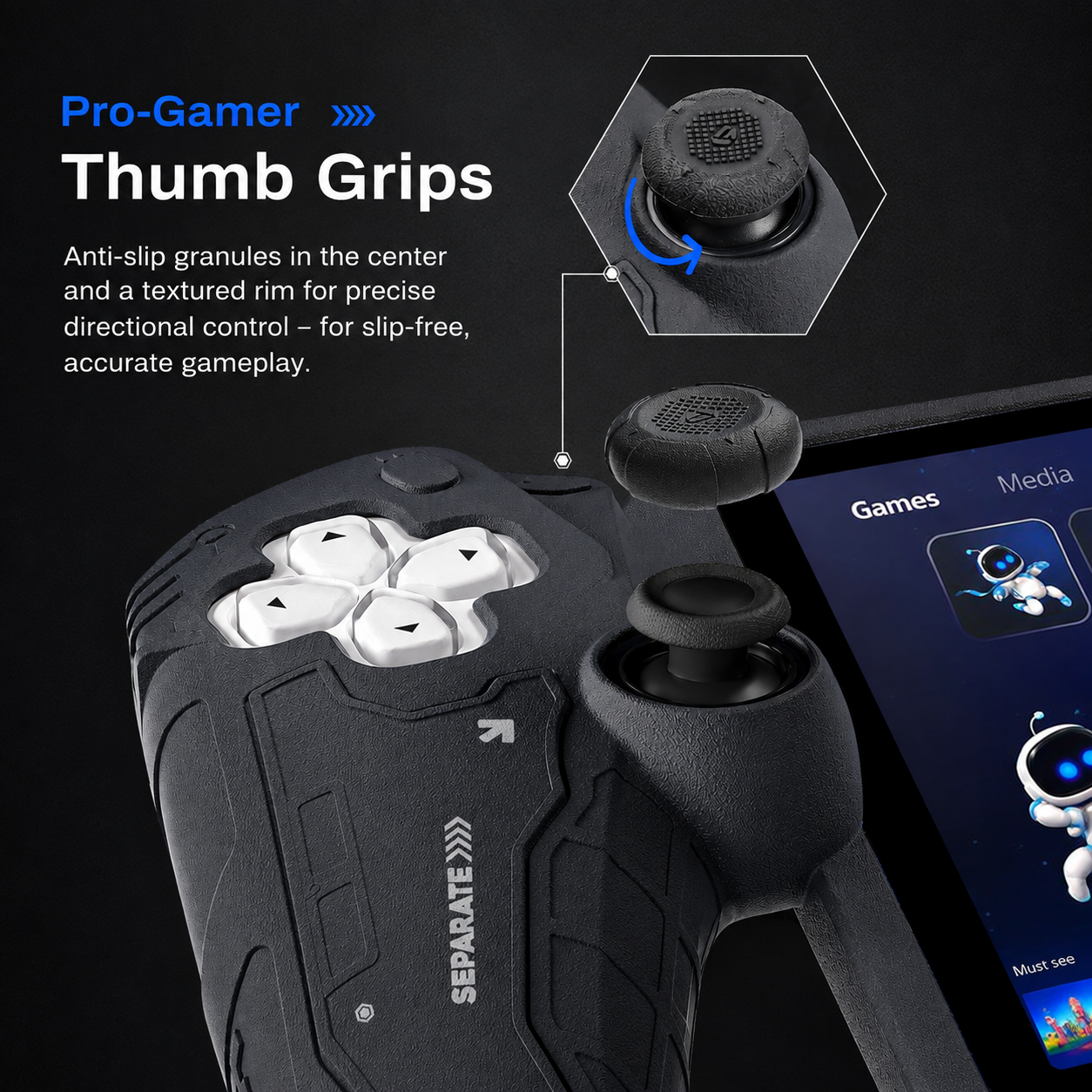 GESTAC Ergonomic Silicone Grip Case with Thumb Grips